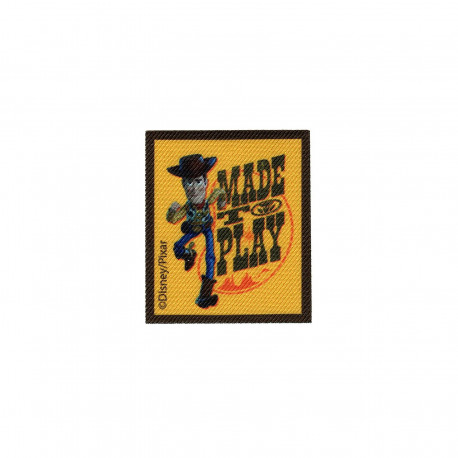 Woody printet strygemærke 6,5x5,5 cm