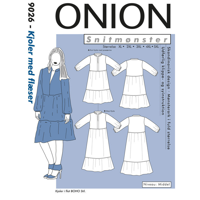 Kjoler m/flæser Onion plus mode snitmønster 9026