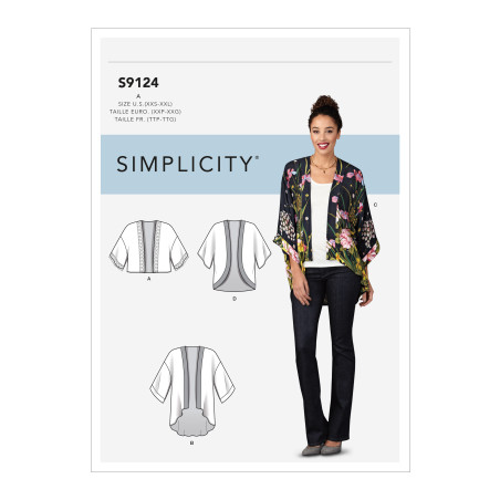 Kimono Jakke 4 varianter snitmønster 9124 Simplicity  easy