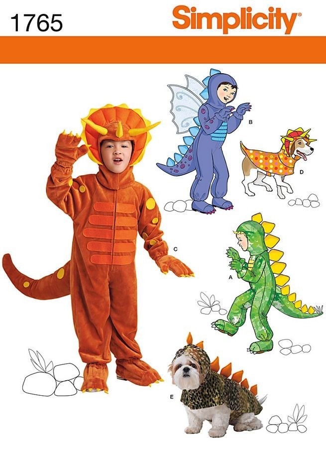 band lidenskab Elastisk Dinosaurusdragt, kostume, til børn og små hunde snitmønster
