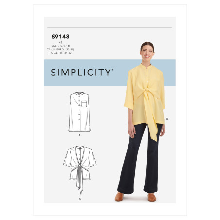 Bluse m/kinakrave snitmønster 9143 Simplicity