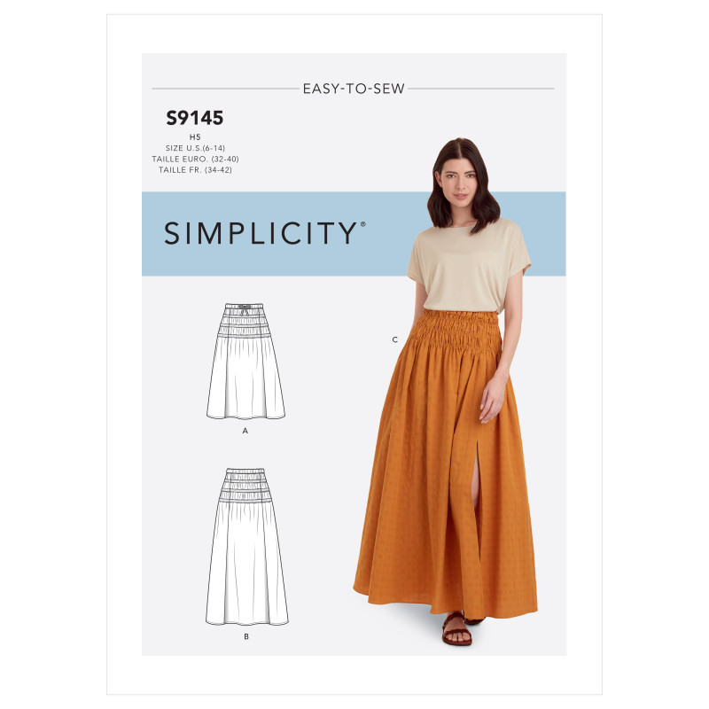 Nederdel m/hoftestykke snitmønster 9145 Simplicity også plusmode