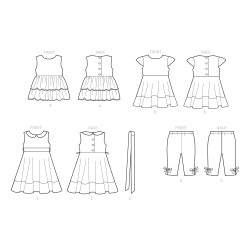 Pigekjole, leggings og tunika snitmønster 9154 Simplicity