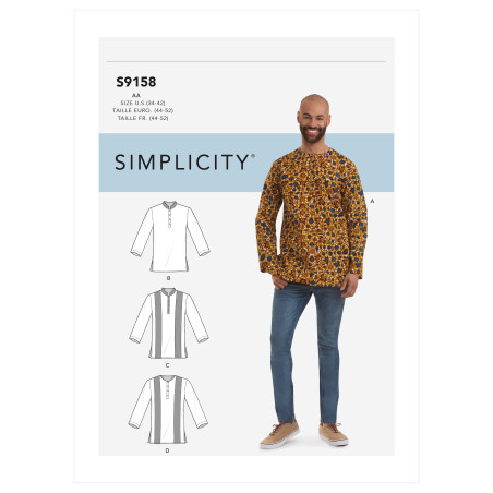 Herre T-shirt snitmønster 9158 Simplicity