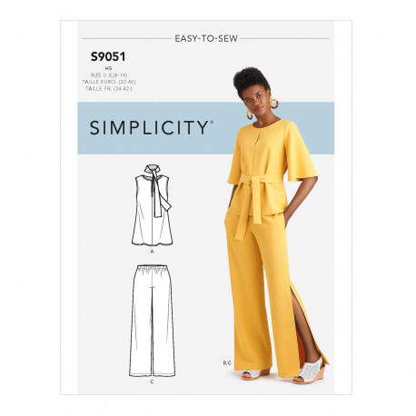 Bluse og bukser m/slids snitmønster easy 9051 Simplicity