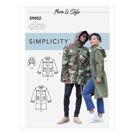 Jakke m/aftagelig hætte snitmønster 9052 Simplicity