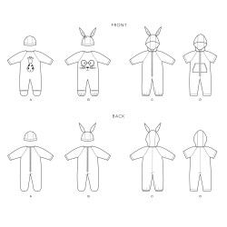 Babytøj Jumpsuit og hue/hætte snitmønster 9053 Simplicity