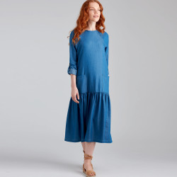 Kjole m/flæse og lommer  til mor og datter snitmænster 9057 Simplicity