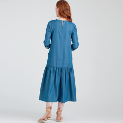 Kjole m/flæse og lommer  til mor og datter snitmænster 9057 Simplicity