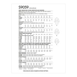Jakke u/for  med sidelukning også plusmode  snitmønster 9059 Simplicity