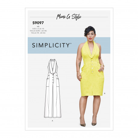 Jumpsuit og kjole også plusmode snitmønster 9097 Simplicity