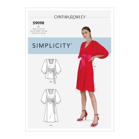 Kjole og tunika også plusmode  snitmønster 9098 Simplicity