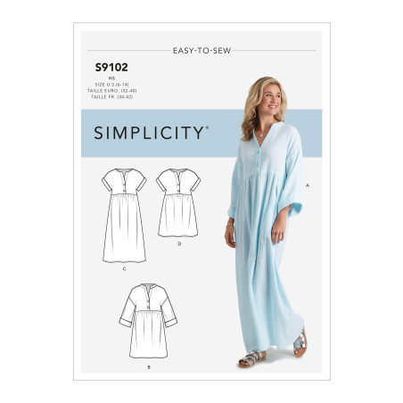 Kaftan m/knapper også plusmode  snitmønster 9102 Simplicity