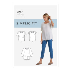 Løs Bluse snitmønster 9107 Simplicity