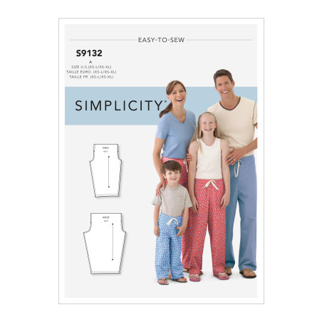 Hyggebukser til familien snitmønster easy 9132 Simplicity
