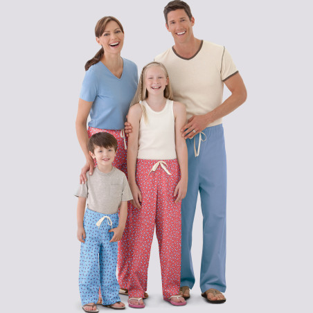Hyggebukser til familien snitmønster easy 9132 Simplicity