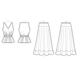 Nederdel og bluse snitmønster New Look 6668