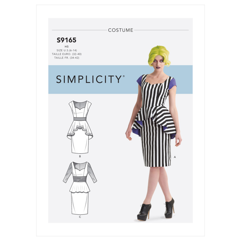 Voksen kostume Kjole m/peplum Simplicity snitmønster 9165