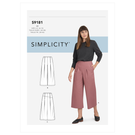 Bukser og nederdel også plusmode Simplicity snitmønster 9181