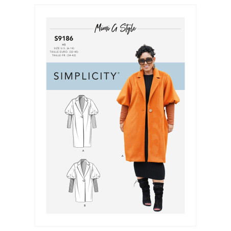 Jakke og frakke også plusmode Simplicity snitmønster 9186