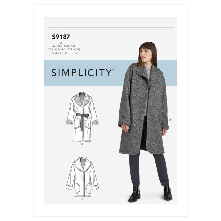 Jakke og frakke m/runde lommer Simplicity snitmønster 9187 A