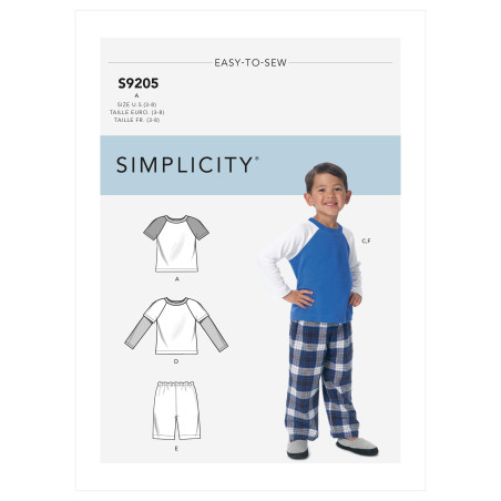 Hjemmesæt drenge Simplicity snitmønster 9205 A