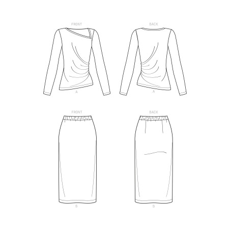 Blus og nederdel snitmønster NewLook 6687