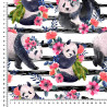 Panda med blomster og striber  metervare