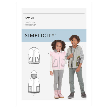Børnevest m/hætte Dreng/pige  Simplicity snitmønster 9193