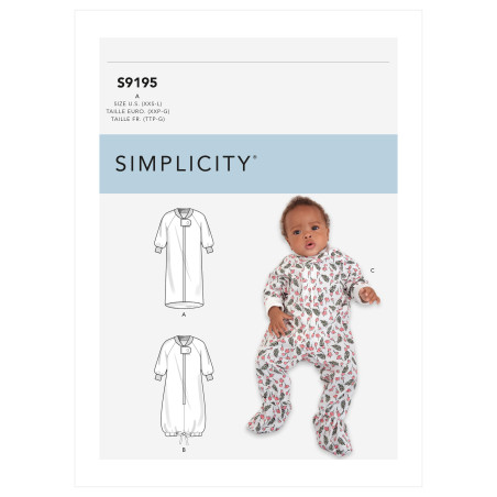Heldragt m/fødder babytøj  Simplicity snitmønster 9195