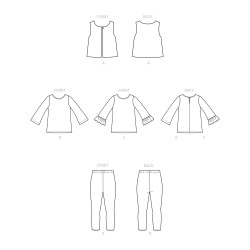 Bluse leggings og vest pigetøj  Simplicity snitmønster 9198