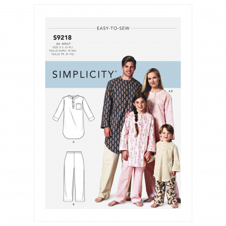 Natskjorte og pyjamas bukser Simplicity snitmønster 9218