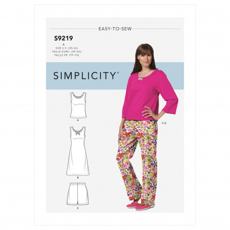 Natkjole og pyjamas Simplicity snitmønster 9219