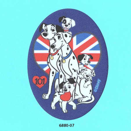 101 Dalmatiner   printet  oval strygemærke  11x8 cm 6880-07
