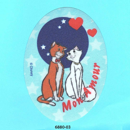 Aristocats Duchess & O´Malley  printet  oval strygemærke  11x8 cm 6880-03