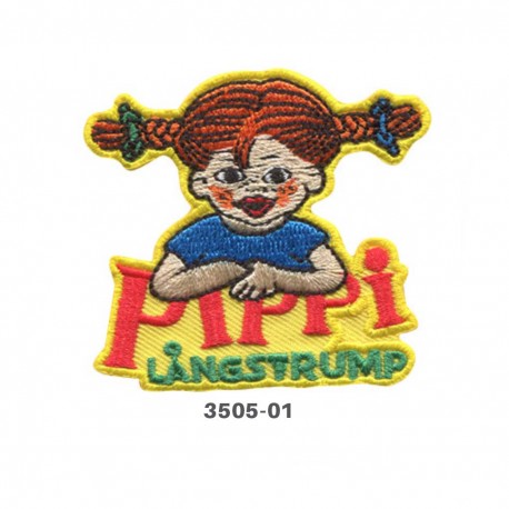 Pippi Langstrømpe broderet strygemærke 6x5,5 cm 3505-01
