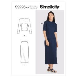 Nederdel og bluse også plusmode Simplicity snitmønster 9226