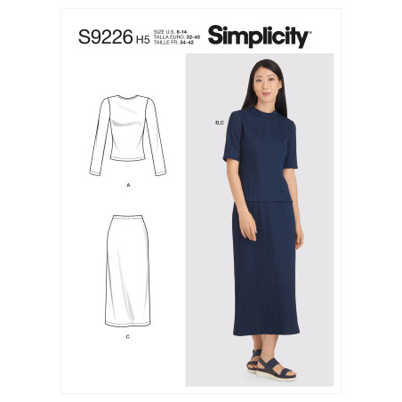 Nederdel og bluse også plusmode Simplicity snitmønster 9226