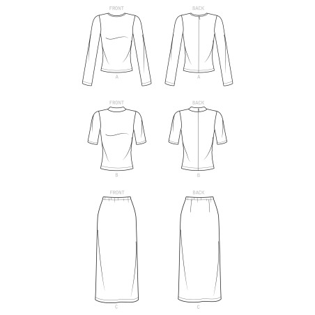 Nederdel og bluse også plusmode Simplicity snitmønster 9226