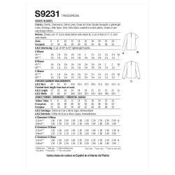 Bluse m/læg også plusmode Simplicity snitmønster 9231