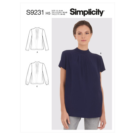 Bluse m/læg også plusmode Simplicity snitmønster 9231
