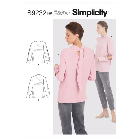 Bluse m/bånd også  plusmode Simplicity snitmønster 9232