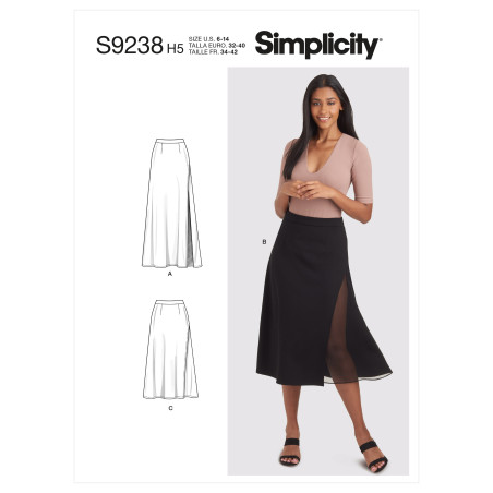 Nederdel m/høj slids også plusmode Simplicity snitmønster 9238