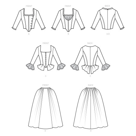 1800`tal kjole voksen kostume Simplicity snitmønster 9251