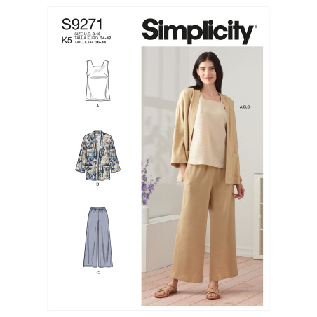 Løs jakke bukser og top også plusmode Simplicity snitmønster 9271