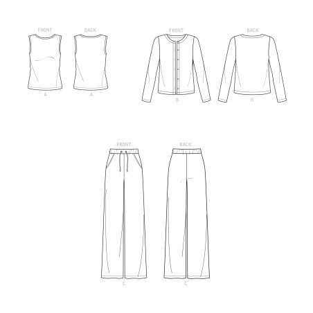 Cardigan bukser og to Simplicity snitmønster 9272