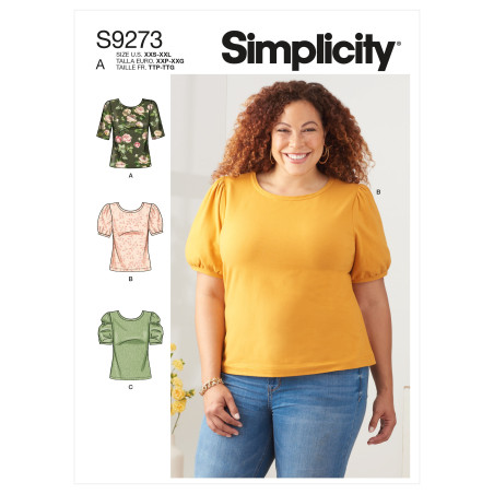 Bluse m/pufærme  også plusmode Simplicity snitmønster 9273