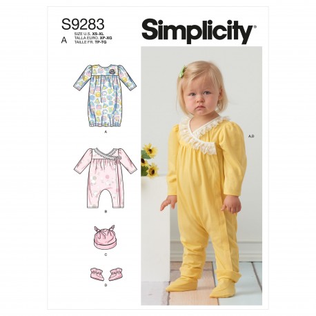 Natdragt og natkjole babytøj Simplicity snitmønster 9283