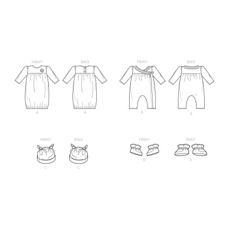 Natdragt og natkjole babytøj Simplicity snitmønster 9283