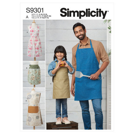 Forklæder til hele familien Simplicity snitmønster 9301